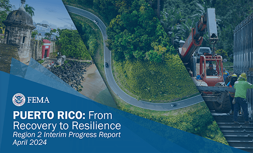 Graphic showing the cover image of the Puerto Rico recovery overview